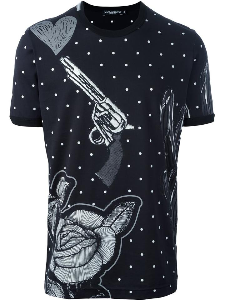 Dolce & Gabbana Pistol Print T-shirt, Men's, Size: 46, Black, Cotton