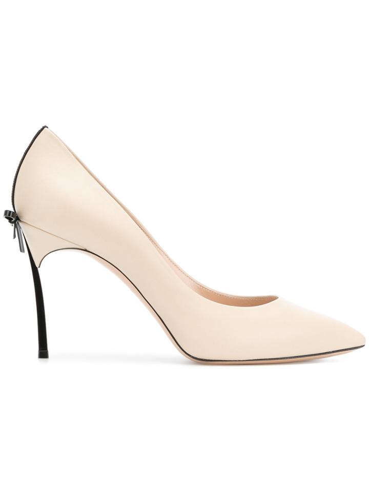 Casadei Blade Bow Embellished Pumps - Nude & Neutrals