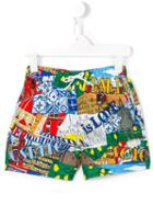 Dolce & Gabbana Kids 'summer Love Italy' Swim Shorts, Toddler Boy's, Size: 4 Yrs