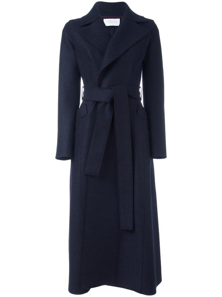 Harris Wharf London Belted Coat, Women's, Size: 42, Blue, Virgin Wool