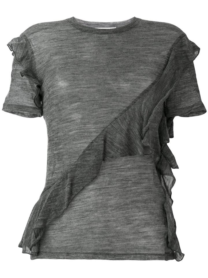 Iro Sheer Frill T-shirt - Grey
