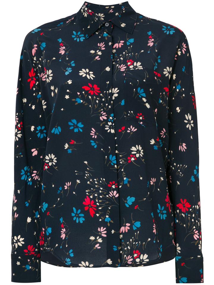 Balenciaga Curved Hem Floral Shirt - Blue