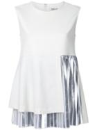 Taro Horiuchi Pleated Hem Top, Women's, White, Polyester/wool