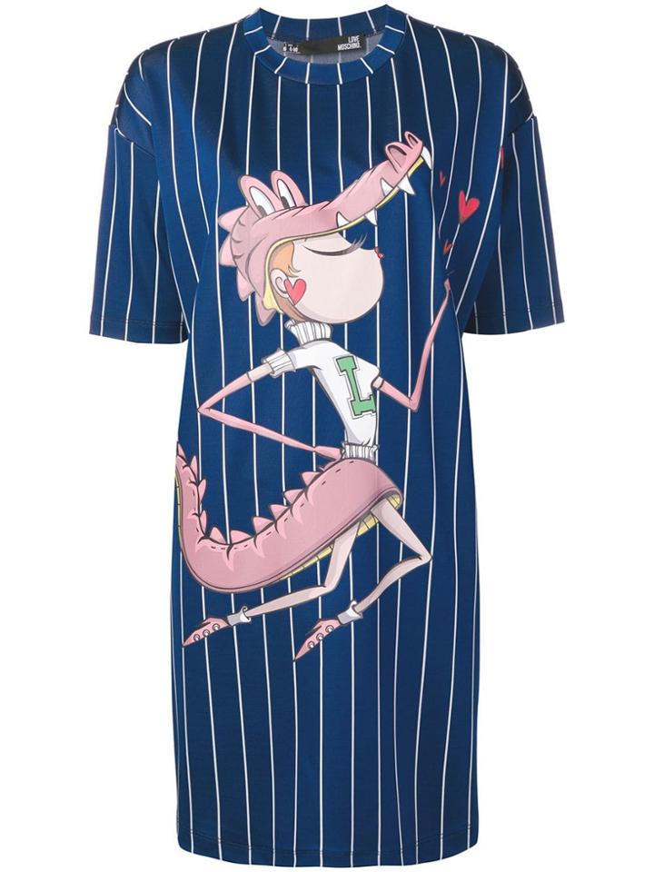 Love Moschino Striped Printed Dress - Blue