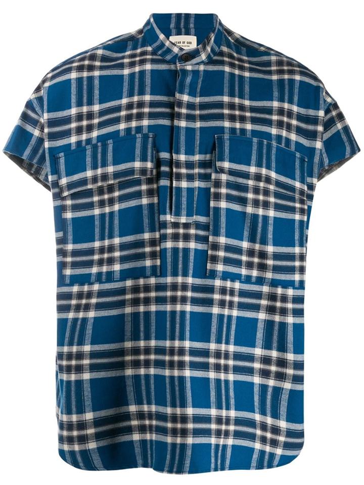Fear Of God Checked Polo Top - Blue