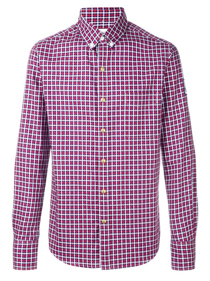 Moncler Gamme Bleu Button Down Shirt, Men's, Size: 4, Red, Cotton