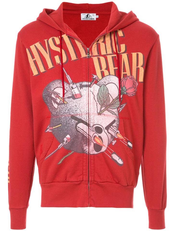Hysteric Glamour Bear Logo Hooded Sweatshirt - Red
