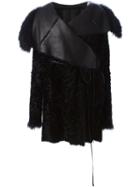 Lanvin Belted Shearling Coat, Women's, Size: 38, Black, Goat Fur/lamb Fur