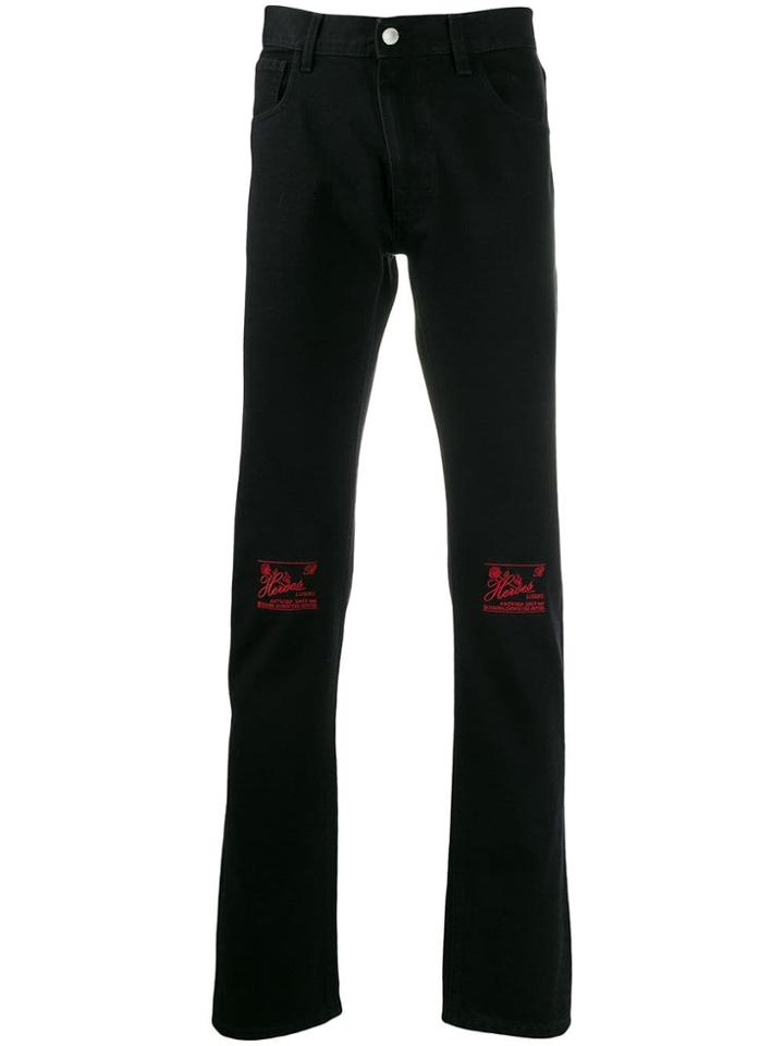 Raf Simons Embroidered Text Jeans - Black