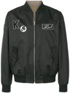 Karl Lagerfeld Logo Patches Bomber Jacket - Black