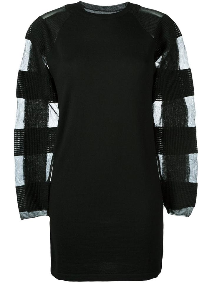 Mm6 Maison Margiela Semi-sheer Sleeve Sweater Dress, Women's, Size: Small, Black, Acrylic/polyamide/polyester/wool