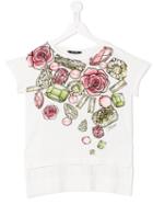 Monnalisa Jakioo Gem Print T-shirt, Girl's, Size: 12 Yrs, White
