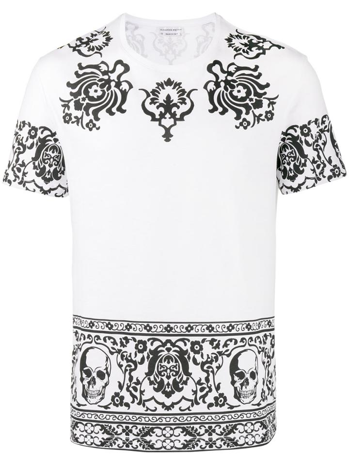 Alexander Mcqueen Skull Border Printed T-shirt - White