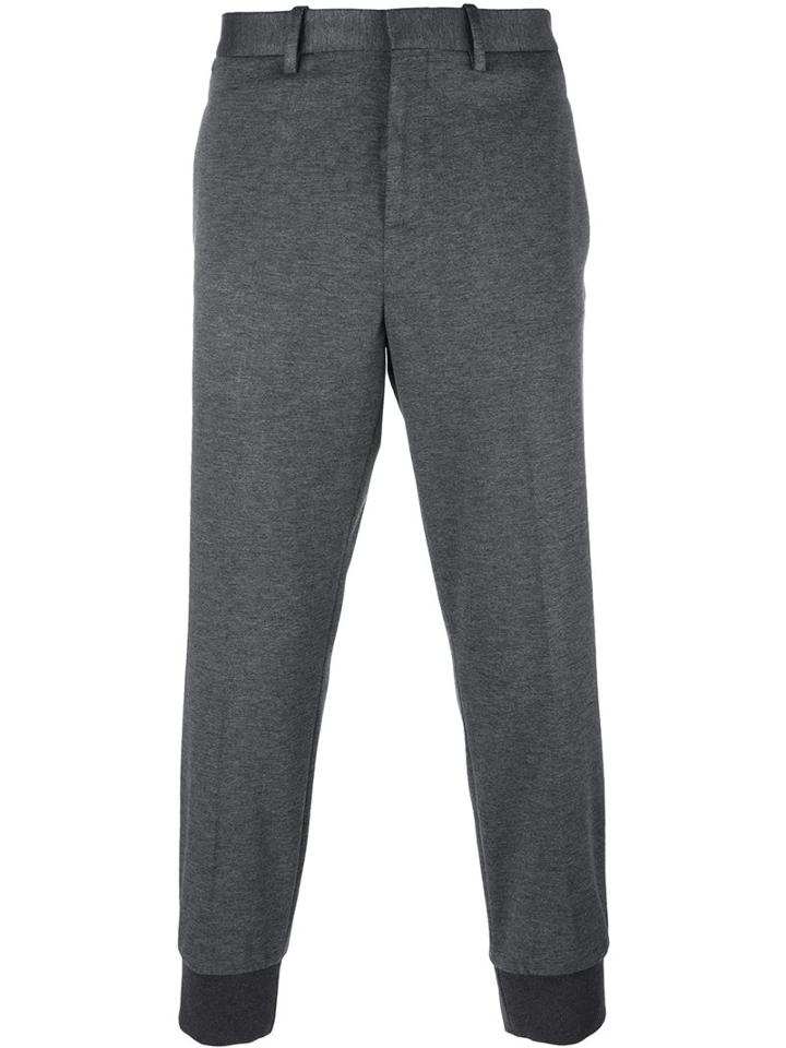 Neil Barrett Slim Fit Tailored Trackpants, Men's, Size: 50, Grey, Cotton/polyester/spandex/elastane/viscose