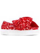 Joshua Sanders Bow Embellished Bandana Wool Felt Sneakers - Red