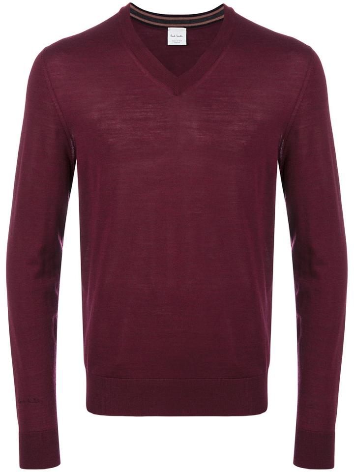 Paul Smith - V-neck Jumper - Men - Merino - S, Pink/purple, Merino