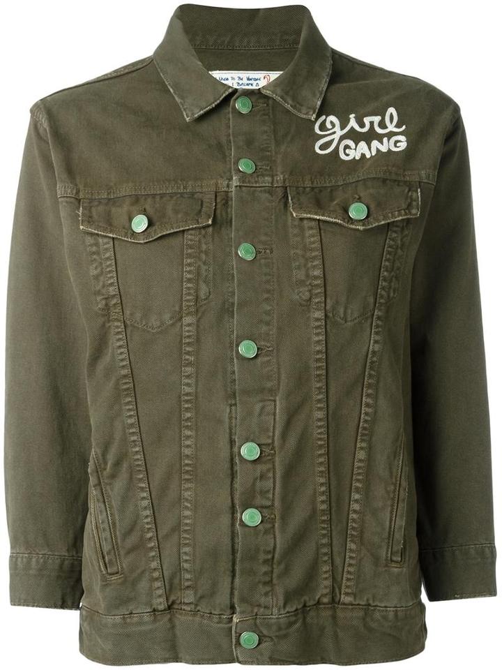 Sandrine Rose Girl Gang Denim Jacket, Size: Medium, Green, Cotton