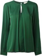 Michael Michael Kors Inverted Pleat Blouse, Women's, Size: Medium, Green, Silk