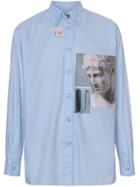 Burberry Press-stud Collar Montage Print Shirt - Blue