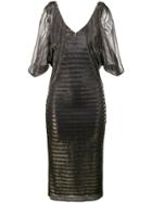 Haney Katharina Metallic Striped Cold Shoulder Dress - Blue
