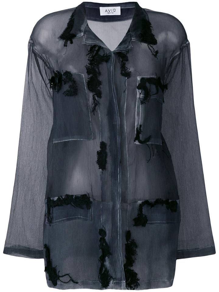Aviù Sheer Long-sleeved Shirt - Grey