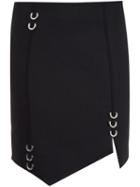 Mugler Piercing Detail Asymmetric Skirt, Women's, Size: 36, Black, Spandex/elastane/wool