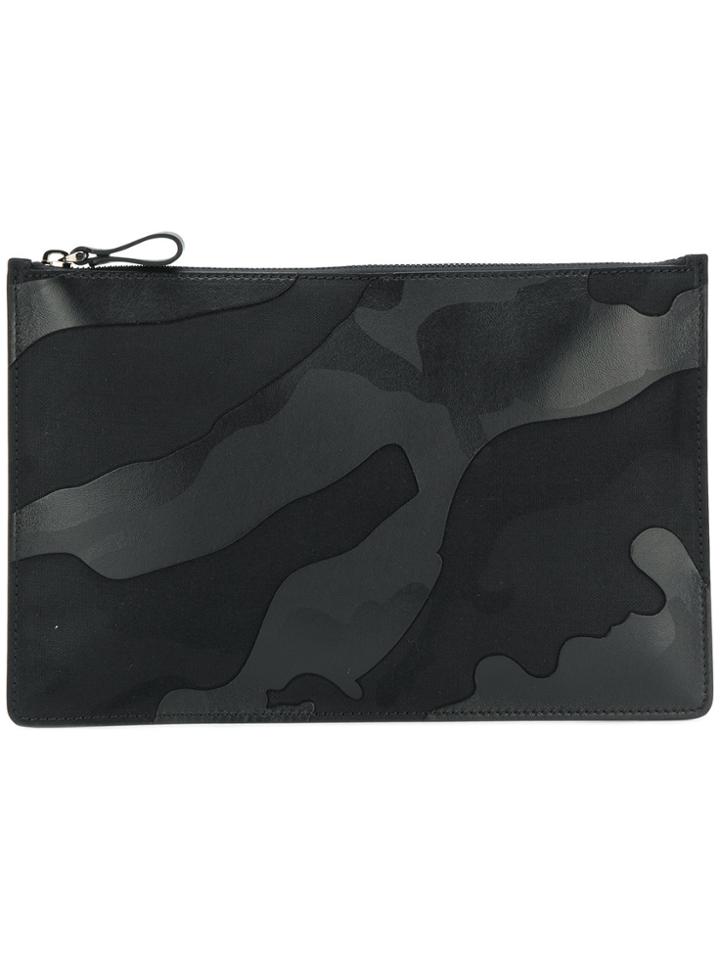 Valentino Garavani Tonal Camouflage Clutch - Black
