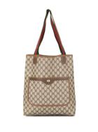 Gucci Vintage Shelly Line Gg Pattern Shoulder Tote Bag - Brown