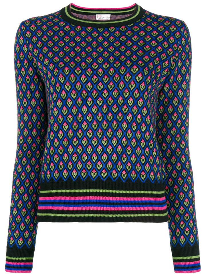 Red Valentino Floral Intarsia Sweater - Black