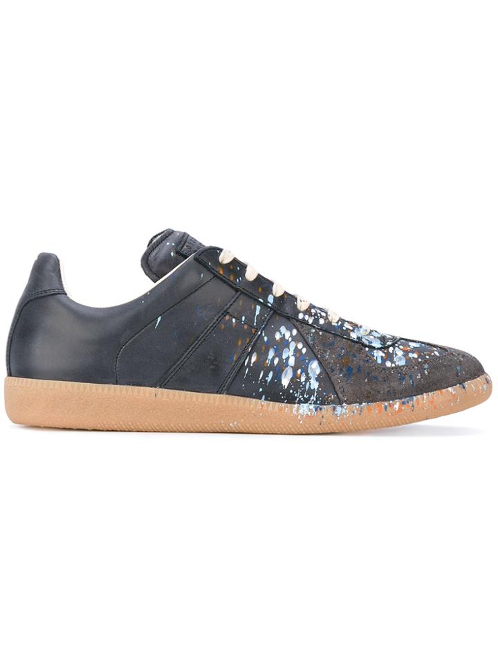 Maison Margiela Grey Paint Splatter Replica Sneakers - Blue