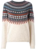 Closed Intarsia Jumper, Women's, Size: Large, Nude/neutrals, Nylon/wool/alpaca