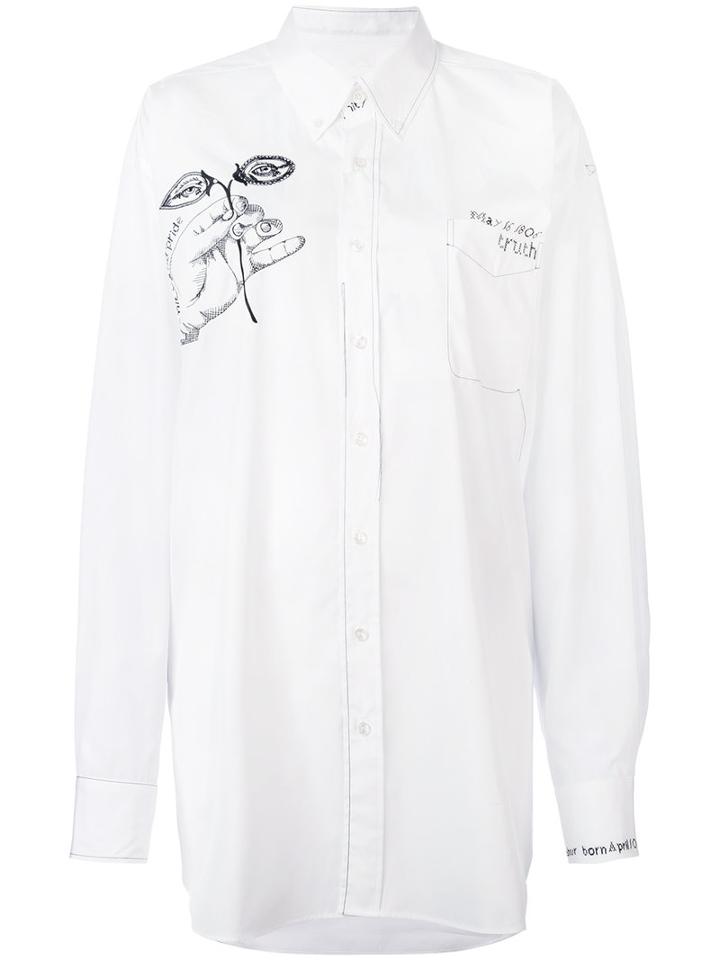 Maison Margiela - Oversize Print Detail Shirt - Women - Cotton - 40, Women's, White, Cotton