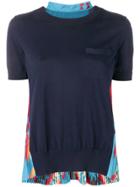 Sacai Rear Pleated T-shirt - Blue