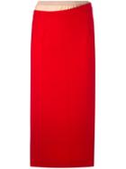 Erika Cavallini Rear Slit Pencil Skirt, Women's, Size: 42, Red, Polyester/spandex/elastane/virgin Wool