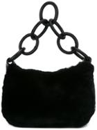 Chanel Vintage Ring Handle Fur Shoulder Bag, Women's, Black