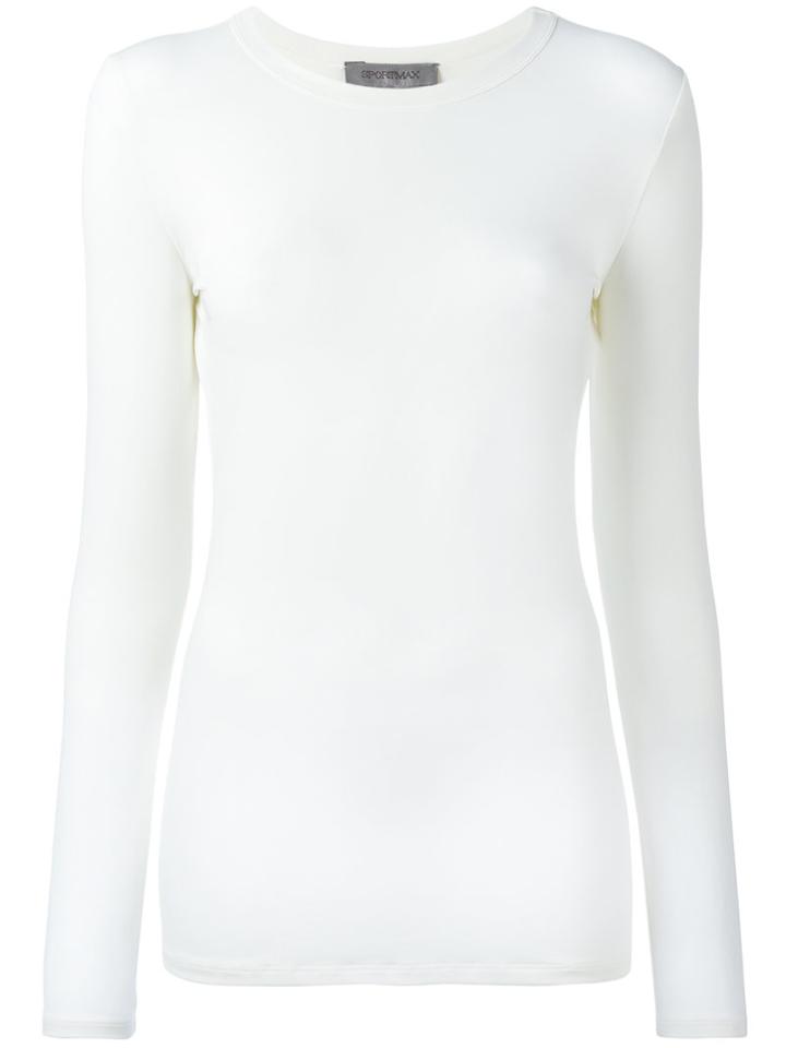Sportmax Curvone Longsleeved T-shirt, Women's, Size: Large, White, Polyamide/spandex/elastane/viscose