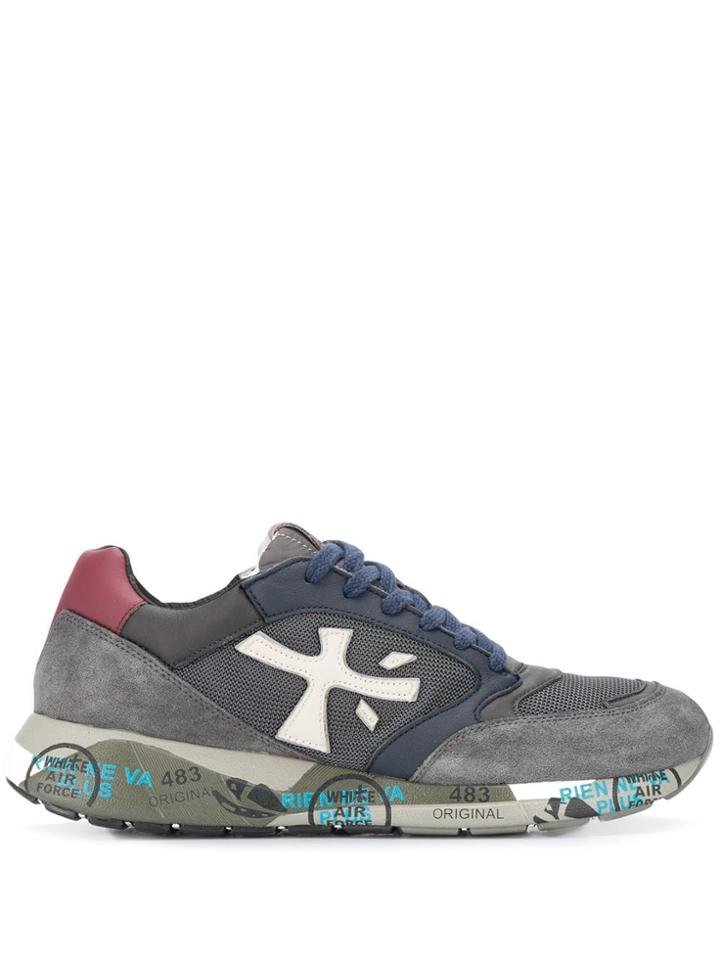 Premiata Logo Patch Low Top Sneakers - Grey