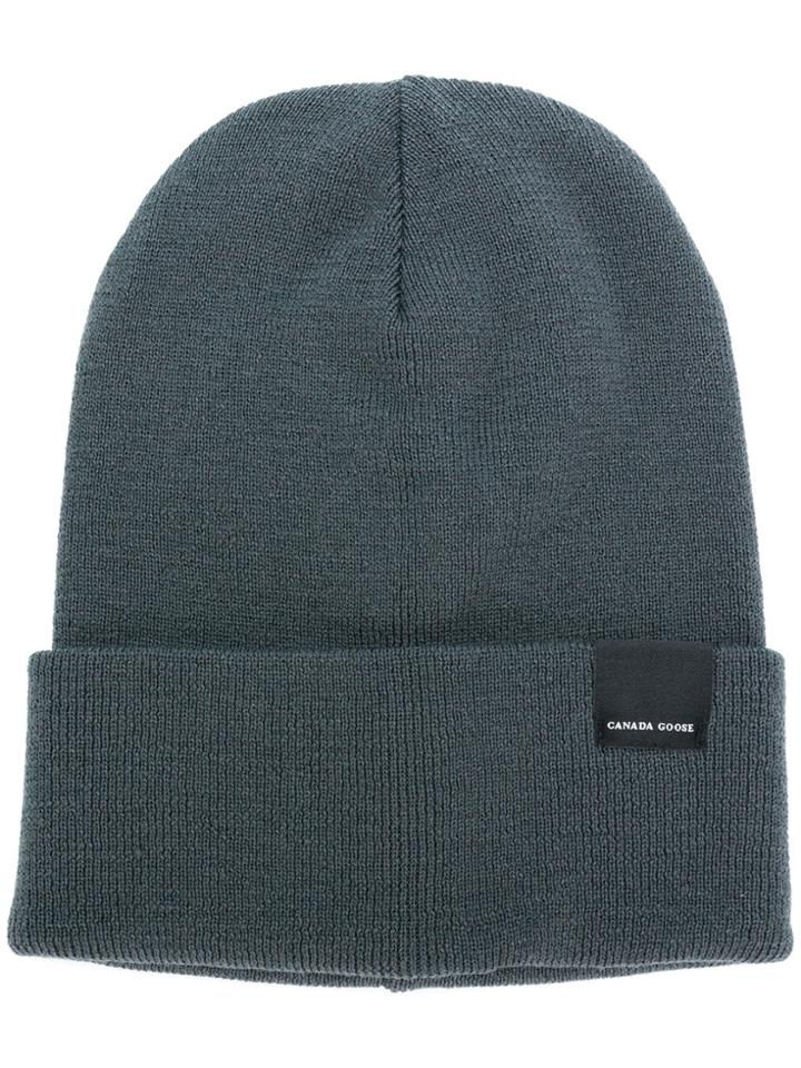 Canada Goose Fine Knit Logo Beanie - Grey