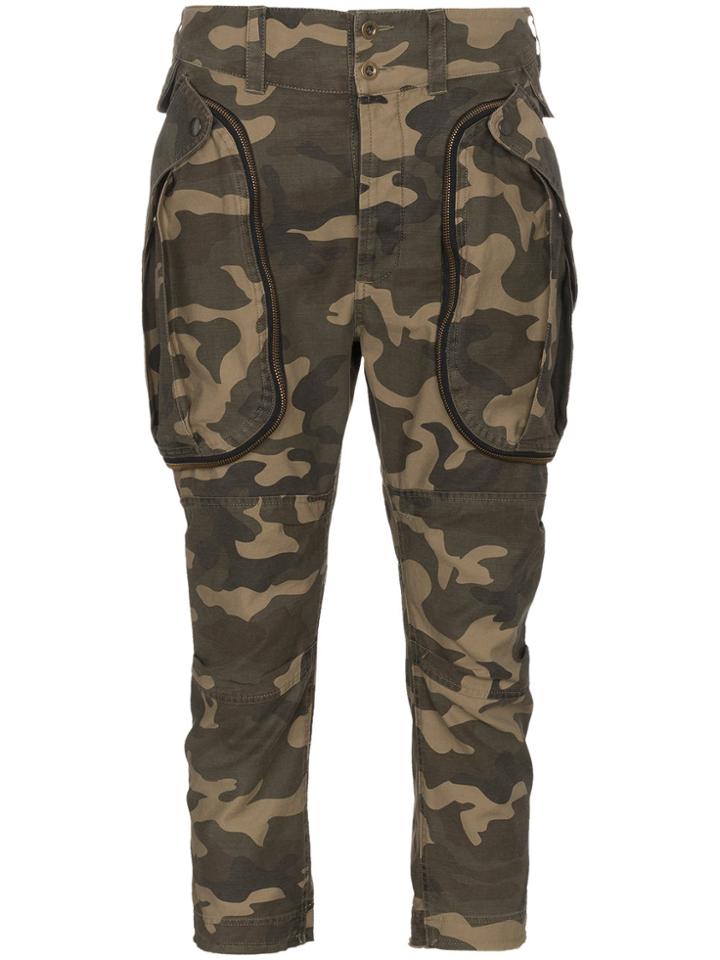 Faith Connexion Low Rise Camo Print Trousers - Green