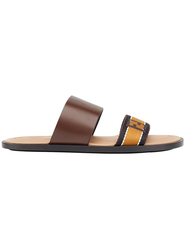 Fendi Logo Strap Sandals - Brown