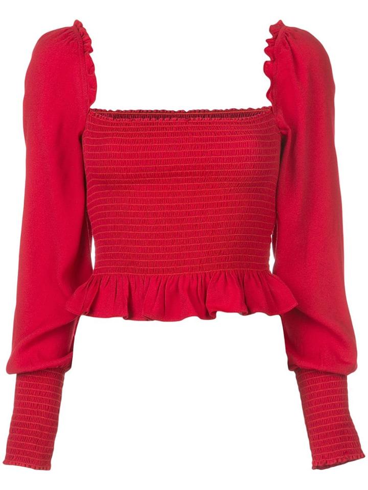 Reformation Francis Ruched Top - Red