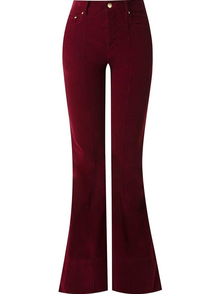 Amapô Flared Velvet Trousers, Women's, Size: 42, Red, Cotton/spandex/elastane