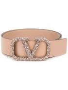 Valentino Valentino Garavani V-ring Crystal-embellished Buckle Belt -