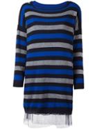 Twin-set Striped Maxi Pullover Dress, Women's, Size: Medium, Blue, Polyamide/viscose/wool/polyamide