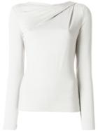 Armani Collezioni - Draped Neck Jumper - Women - Spandex/elastane/viscose - 44, Grey, Spandex/elastane/viscose