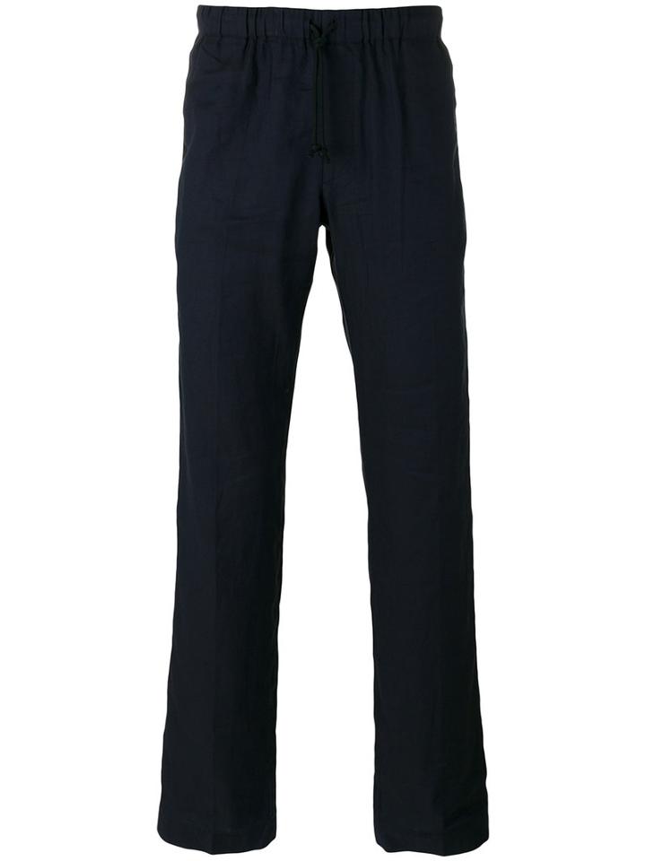 Dries Van Noten Relaxed Fitting Trouser With Drawstring Waist, Men's, Size: 44, Blue, Cotton/linen/flax