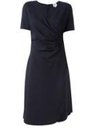 Armani Collezioni Draped Shortsleeved Dress, Women's, Size: 46, Blue, Polyamide/spandex/elastane/viscose