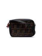 Fendi Black And Brown Ff Logo Mini Leather Camera Bag