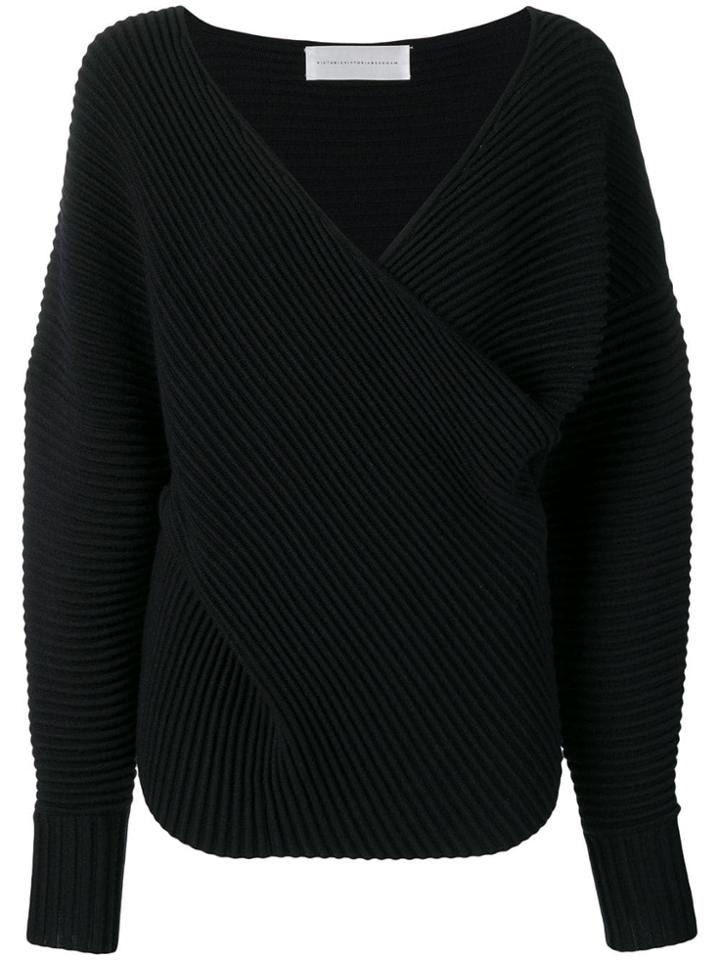 Victoria Victoria Beckham Drape Front Sweater - Blue