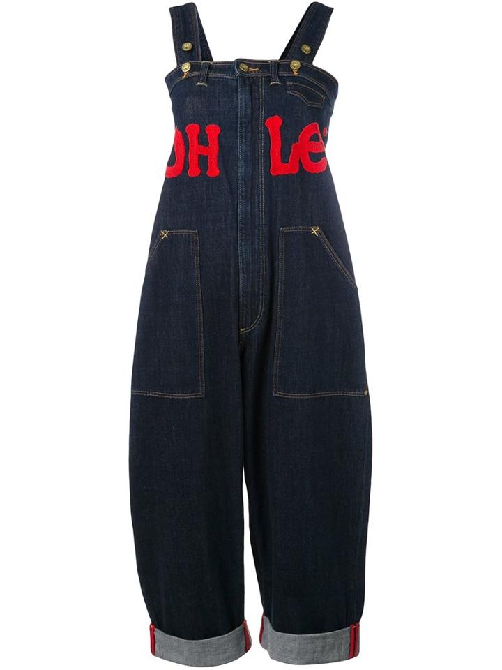 House Of Holland 'hoh X Lee Collaboration' Dungarees, Women's, Size: Large, Blue, Cotton/polyester
